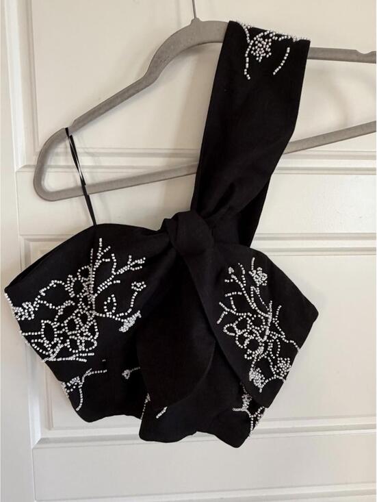 Milly Women’s Beaded Embroidery Top Black Size L $295 - Picture 2 of 7